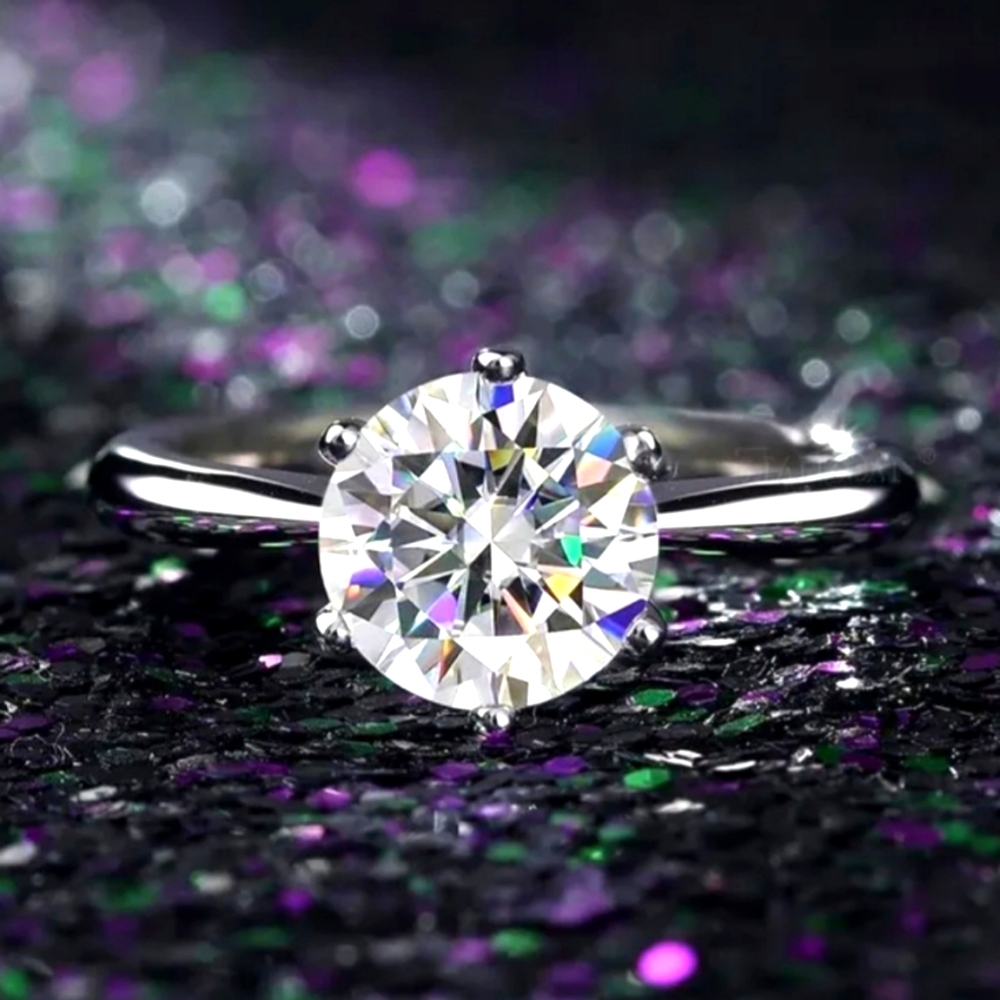 Certified 2ct Moissanite 925 Sterling Silver Diamond Ring